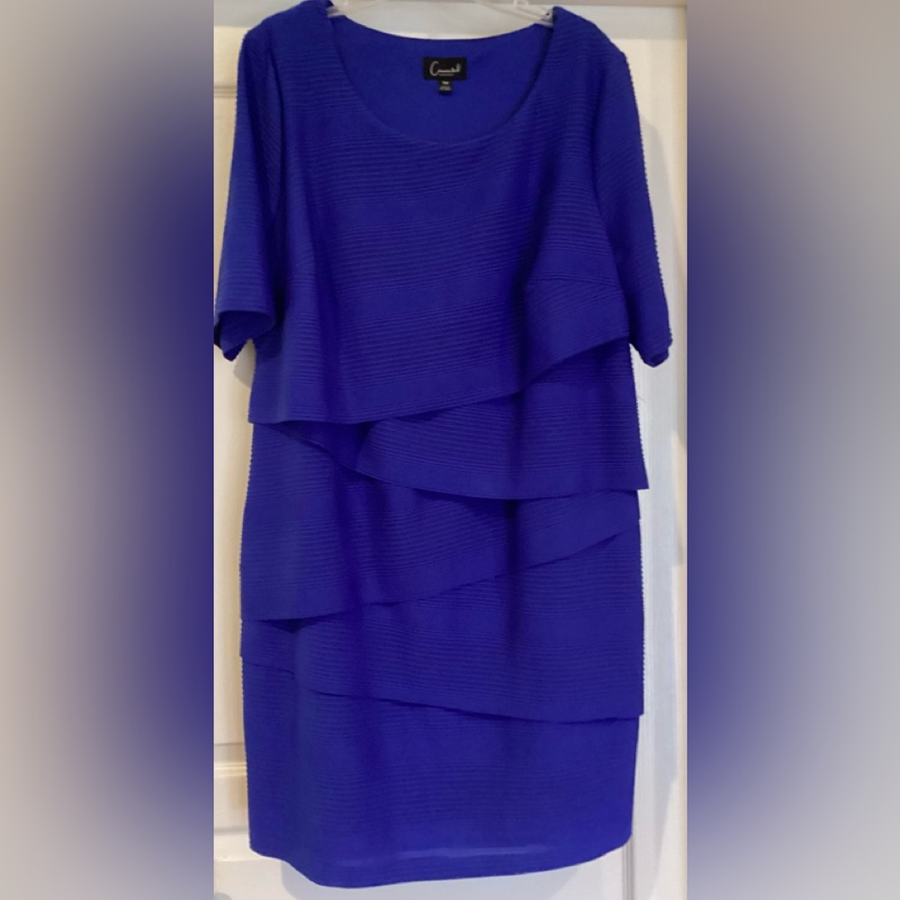 Connected Apparel Dress- 18W- Vivid blue, asymmetrical textured
